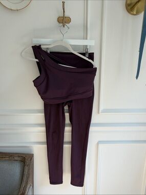 Salt Project One-Shoulder Bra & Leggings Set - Plum